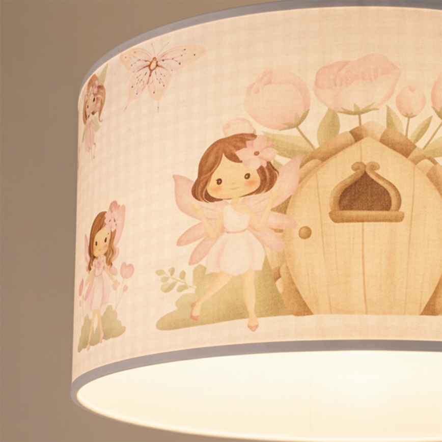 Brilagi - LED detský luster na lanku BOBO 1xE27/10W/230V pr. 35 cm ružová s motívom víl