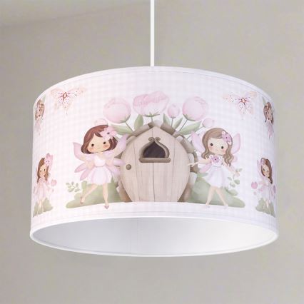 Brilagi - LED detský luster na lanku BOBO 1xE27/10W/230V pr. 35 cm ružová s motívom víl