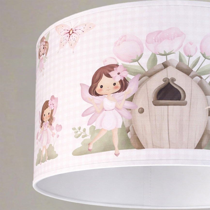 Brilagi - LED detský luster na lanku BOBO 1xE27/10W/230V pr. 35 cm ružová s motívom víl
