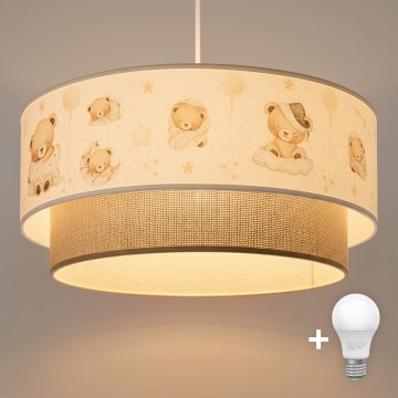 Brilagi - LED detský luster na lanku BOBO 1xE27/10W/230V pr. 40 cm biela/béžová/medvedíky