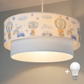 Brilagi - LED detský luster na lanku BOBO 1xE27/10W/230V pr. 40 cm krémová/modrá/medvedíky