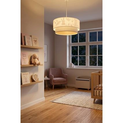 Brilagi - LED detský luster na lanku BOBO 1xE27/10W/230V priemer 40 cm krémová/šedá/zajačiky