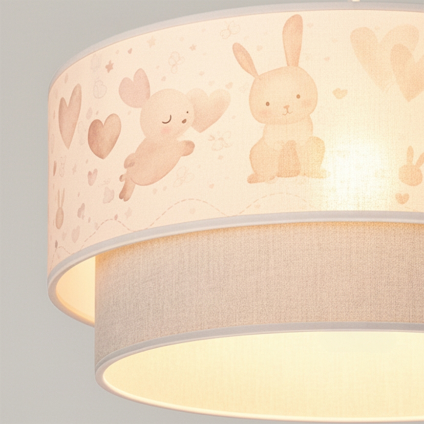 Brilagi - LED detský luster na lanku BOBO 1xE27/10W/230V priemer 40 cm krémová/šedá/zajačiky