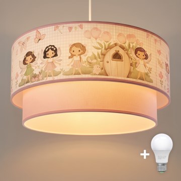 Brilagi - LED detský luster na lanku BOBO 1xE27/10W/230V pr. 40 cm ružový/víly