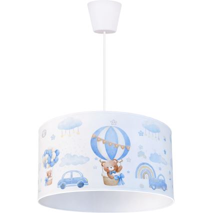 Brilagi - LED detský luster na lanku BOBO 1xE27/10W/230V, priemer 35 cm, modrý/medvedíky