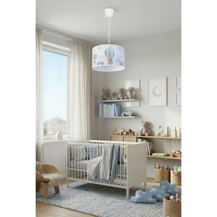 Brilagi - LED detský luster na lanku BOBO 1xE27/10W/230V, priemer 35 cm, modrý/medvedíky