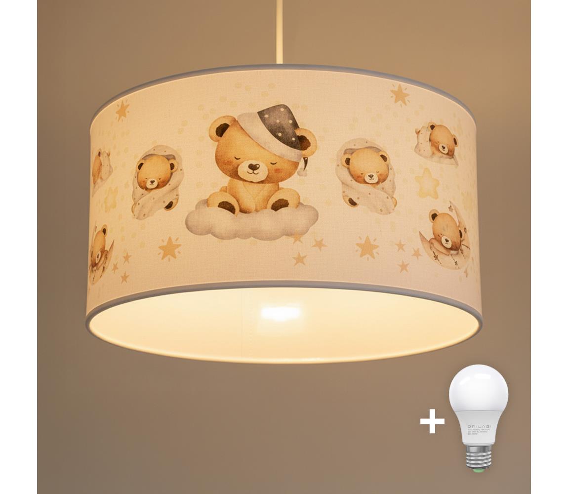 Brilagi - LED detský luster na lanku BOBO 1xE27/60W/230V pr. 35 cm biela/medvedíky 8590828051411