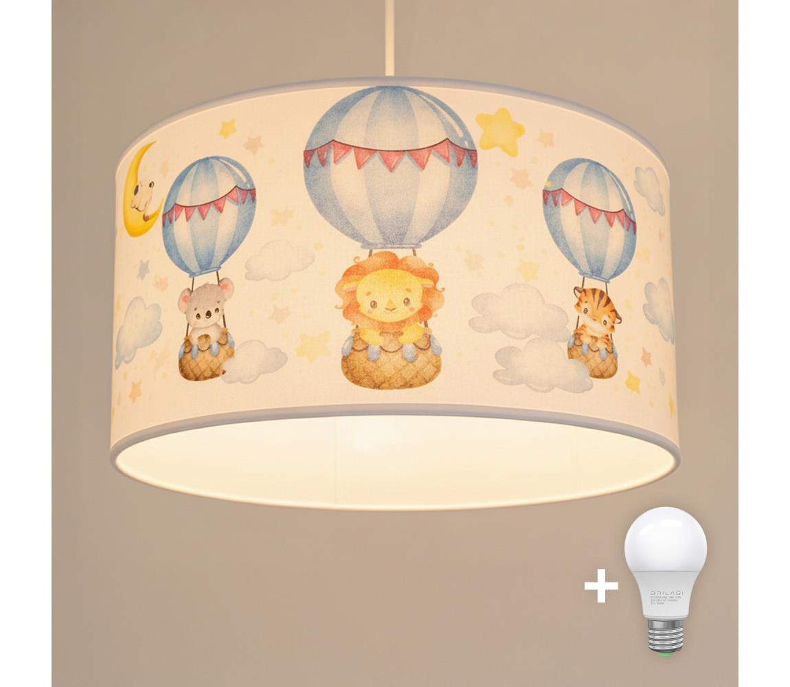 Brilagi - LED detský luster na lanku BOBO 1xE27/60W/230V pr. 35 cm biela/so zvieratkami 8590828051343