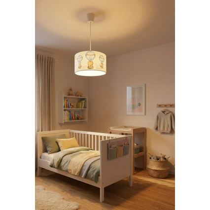 Brilagi - LED detský luster na lanku BOBO 1xE27/60W/230V pr. 35 cm biela/so zvieratkami