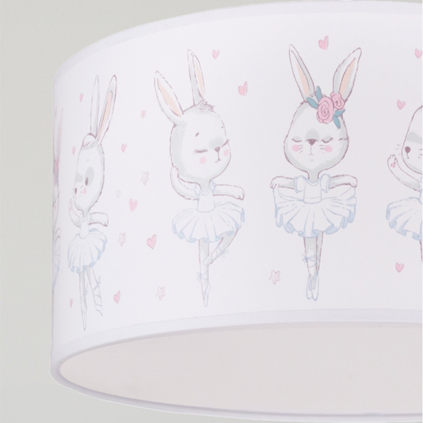 Brilagi - LED detský luster na lanku BOBO 1xE27/60W/230V pr. 35 cm biela/zajačiky