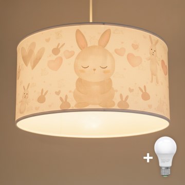 Brilagi - LED Detský luster na lanku BOBO 1xE27/60W/230V pr. 35 cm biela/zajačiky