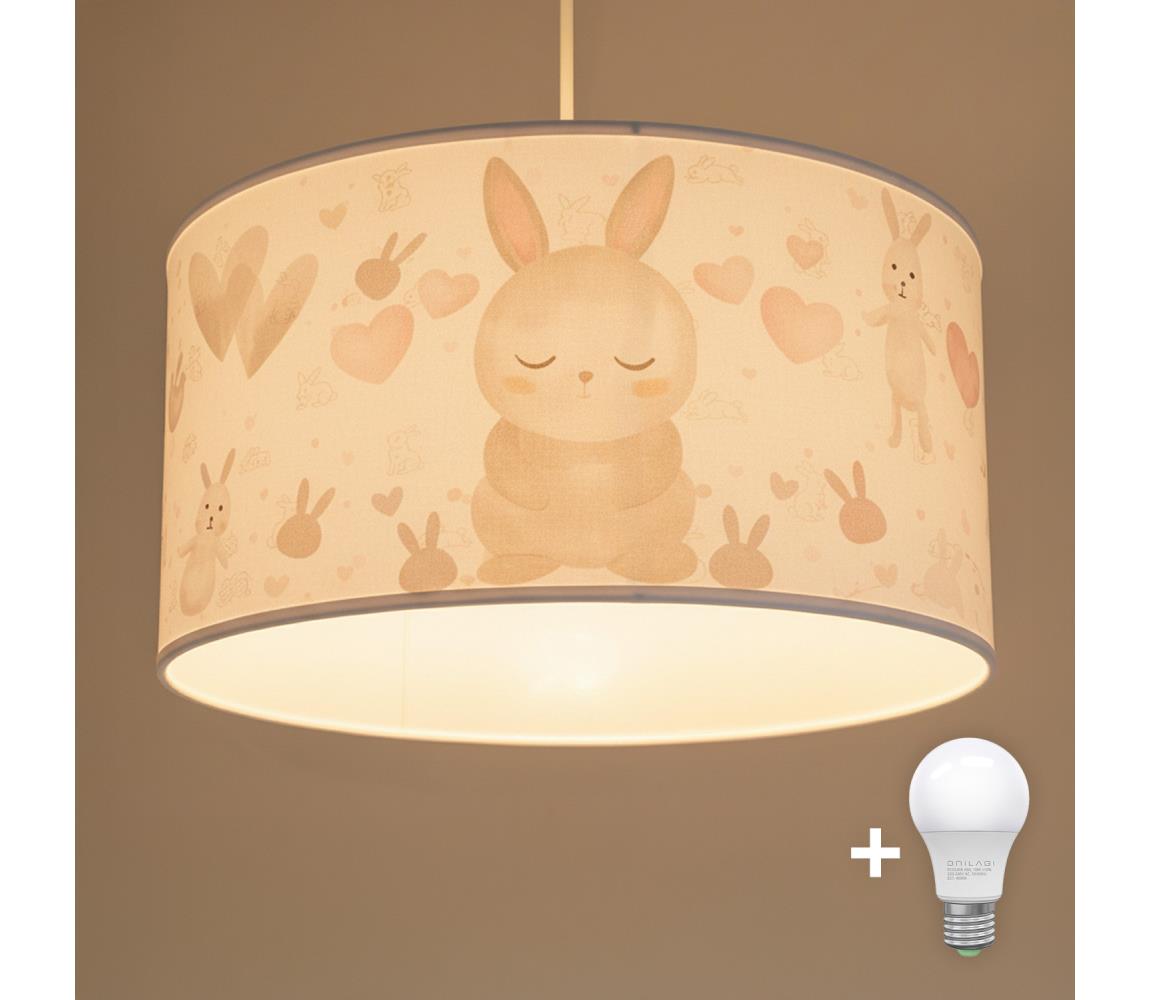 Brilagi - LED Detský luster na lanku BOBO 1xE27/60W/230V pr. 35 cm biela/zajačiky 8590828051350