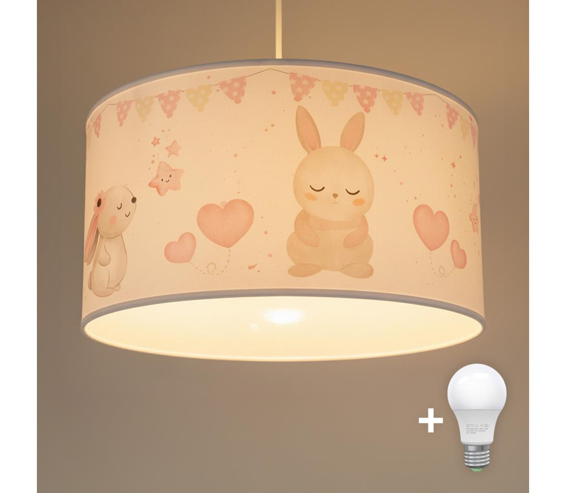 Brilagi - LED detský luster na lanku BOBO 1xE27/60W/230V pr. 35 cm biela/zajačiky 8590828051404