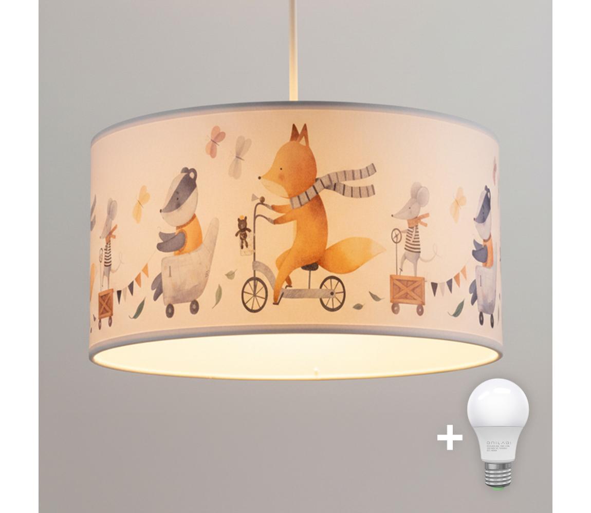 Brilagi - LED Detský luster na lanku BOBO 1xE27/60W/230V pr. 35 cm biela/zvieratká 8590828051114
