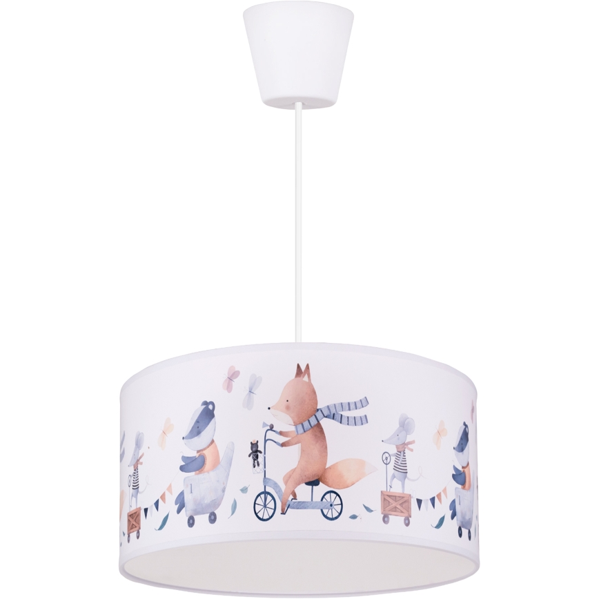 Brilagi - LED Detský luster na lanku BOBO 1xE27/60W/230V pr. 35 cm biela/zvieratká
