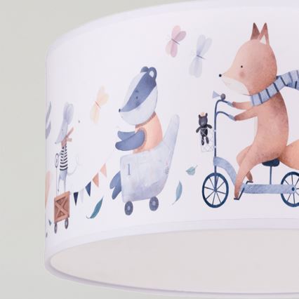 Brilagi - LED Detský luster na lanku BOBO 1xE27/60W/230V pr. 35 cm biela/zvieratká