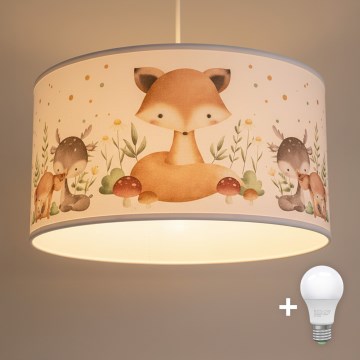 Brilagi - LED detský luster na lanku BOBO 1xE27/60W/230V pr. 35 cm biela/zvieratká