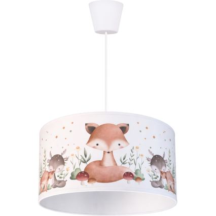 Brilagi - LED detský luster na lanku BOBO 1xE27/60W/230V pr. 35 cm biela/zvieratká