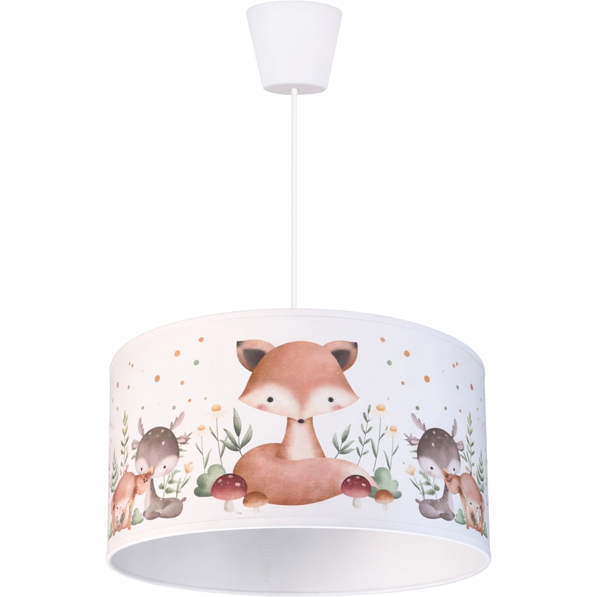 Brilagi - LED detský luster na lanku BOBO 1xE27/60W/230V pr. 35 cm biela/zvieratká