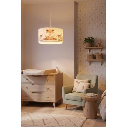 Brilagi - LED detský luster na lanku BOBO 1xE27/60W/230V pr. 35 cm biela/zvieratká