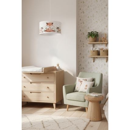 Brilagi - LED detský luster na lanku BOBO 1xE27/60W/230V pr. 35 cm biela/zvieratká