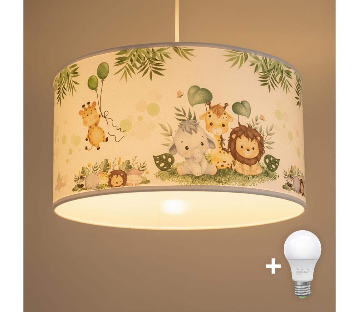 Brilagi - LED detský luster na lanku BOBO 1xE27/60W/230V pr. 35 cm biely/džungľa 8590828051398