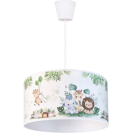 Brilagi - LED detský luster na lanku BOBO 1xE27/60W/230V pr. 35 cm biely/džungľa