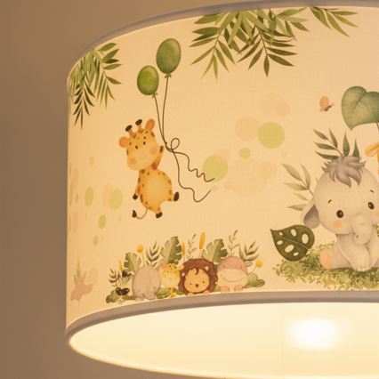 Brilagi - LED detský luster na lanku BOBO 1xE27/60W/230V pr. 35 cm biely/džungľa