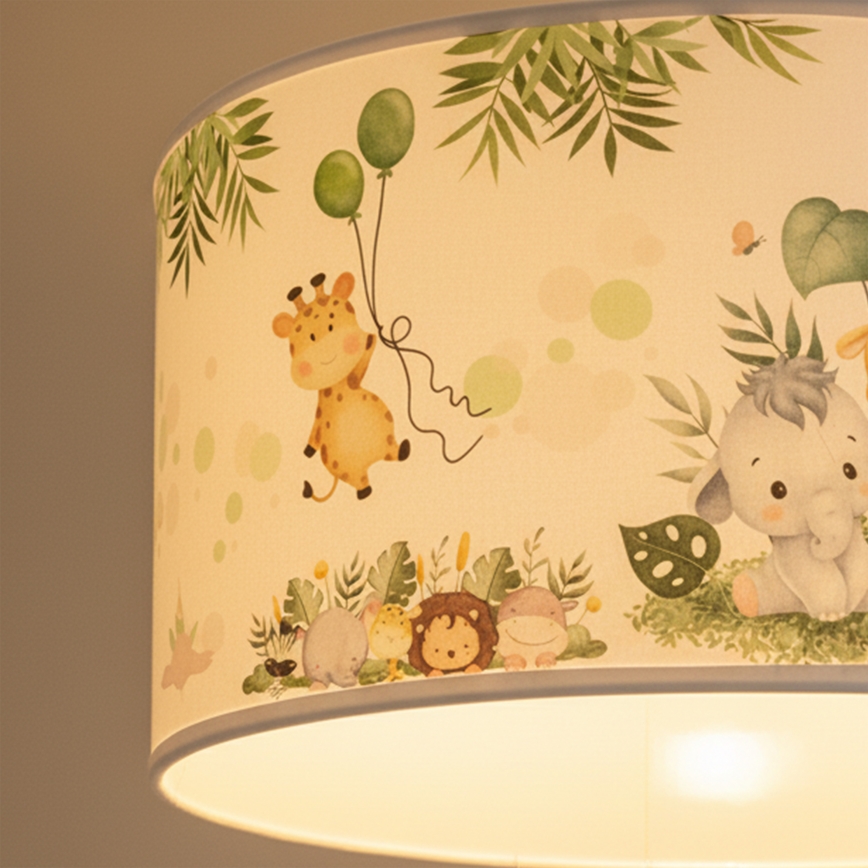 Brilagi - LED detský luster na lanku BOBO 1xE27/60W/230V pr. 35 cm biely/džungľa