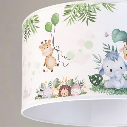 Brilagi - LED detský luster na lanku BOBO 1xE27/60W/230V pr. 35 cm biely/džungľa