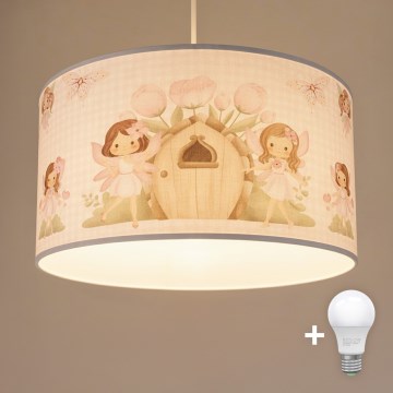 Brilagi - LED detský luster na lanku BOBO 1xE27/60W/230V pr. 35 cm ružová s motívom víl