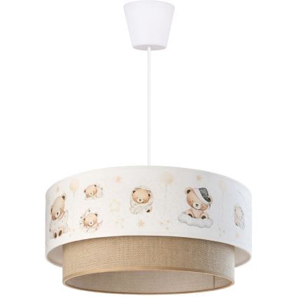 Brilagi - LED detský luster na lanku BOBO 1xE27/60W/230V pr. 40 cm biela/béžová/medvedíky