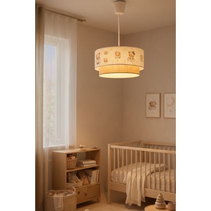 Brilagi - LED detský luster na lanku BOBO 1xE27/60W/230V pr. 40 cm biela/béžová/medvedíky