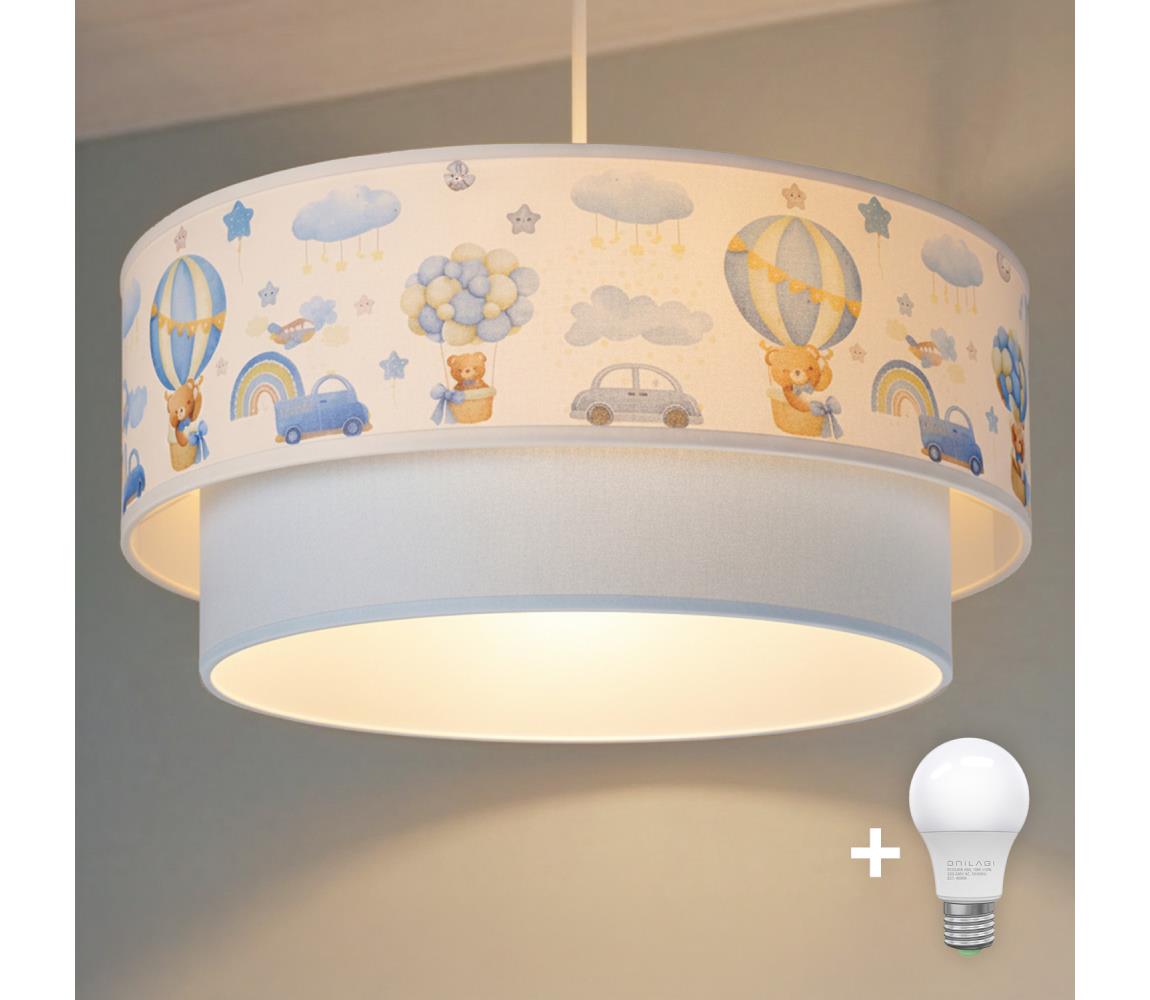 Brilagi-LED Detský luster na lanku BOBO 1xE27/60W/230V pr.40 cm krém./modrá/medvedík 8590828051220