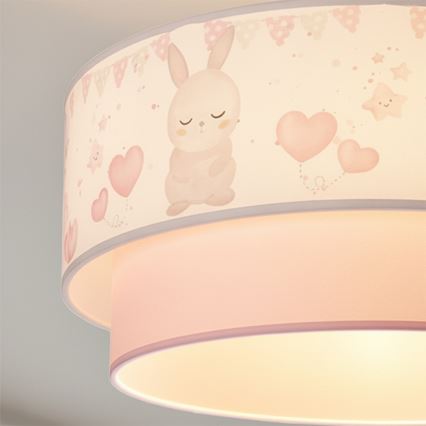 Brilagi - LED Detský luster na lanku BOBO 1xE27/60W/230V pr. 40 cm krémová/ružová/zajačiky