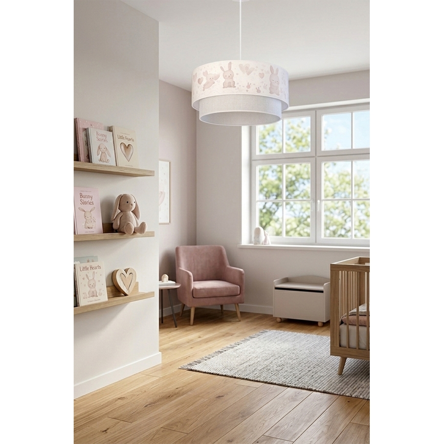 Brilagi - LED detský luster na lanku BOBO 1xE27/60W/230V pr. 40 cm krémová/šedá/zajačiky