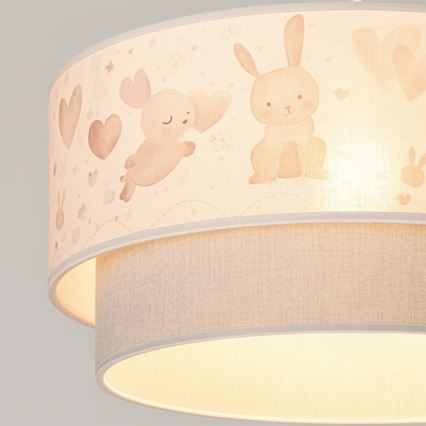 Brilagi - LED detský luster na lanku BOBO 1xE27/60W/230V pr. 40 cm krémová/šedá/zajačiky