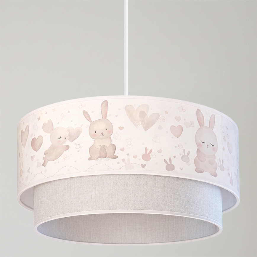 Brilagi - LED detský luster na lanku BOBO 1xE27/60W/230V pr. 40 cm krémová/šedá/zajačiky