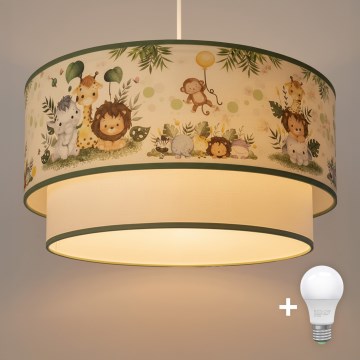 Brilagi - LED Detský luster na lanku BOBO 1xE27/60W/230V pr. 40 cm krémová/zelená/džungľa