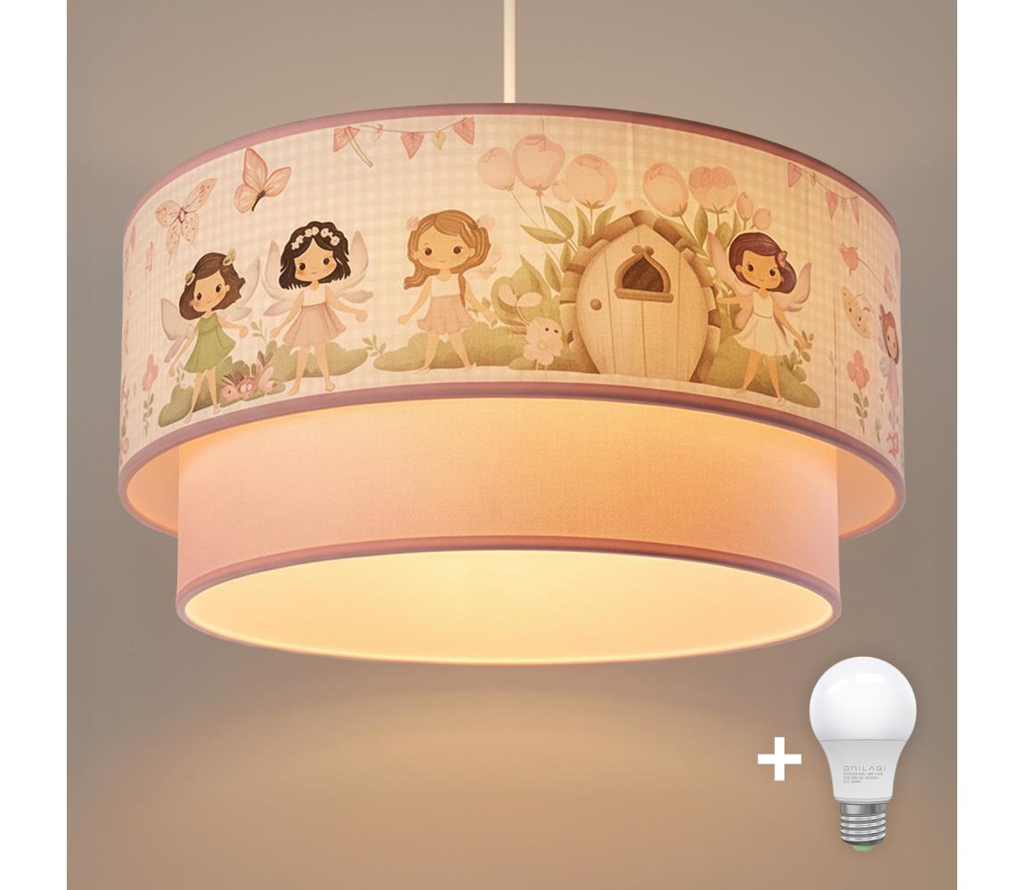 Brilagi - LED detský luster na lanku BOBO 1xE27/60W/230V pr. 40 cm ružový/víly 8590828051244