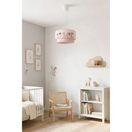 Brilagi - LED detský luster na lanku BOBO 1xE27/60W/230V pr. 40 cm ružový/víly