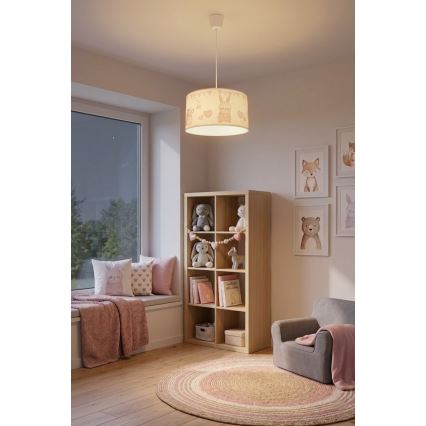 Brilagi - LED detský luster na lanku BOBO 1xE27/60W/230V priemer 35 cm biela/zvieratká