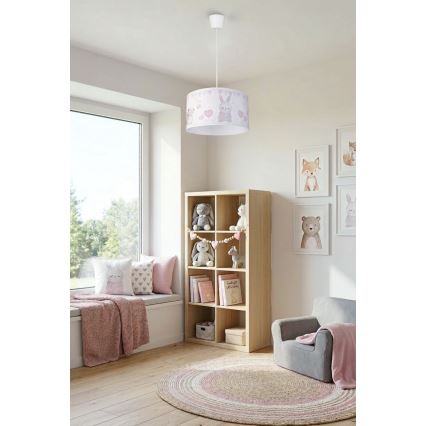 Brilagi - LED detský luster na lanku BOBO 1xE27/60W/230V priemer 35 cm biela/zvieratká