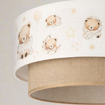 Brilagi - LED detský luster na lanku BOBO 1xE27/60W/230V, priemer 40 cm, biela/béžová/medvedík