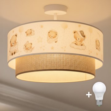 Brilagi - LED Detský prisadený luster BOBO 1xE27/10W/230V pr. 40 cm biela/bežová/medvedíky
