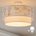 Brilagi - LED detský prisadený luster BOBO 1xE27/10W/230V pr. 40 cm biela/béžová/s motívom zvieratiek