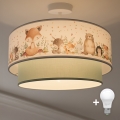 Brilagi-LED Detský prisadený luster BOBO 1xE27/60W/230V pr. 40 cm biela/zelená/so zvieratkami