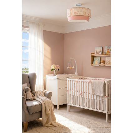 Brilagi - LED detské prisadené svietidlo BOBO 1xE27/60W/230V priemer 40 cm krémová/ružová/s motívom zajačikov
