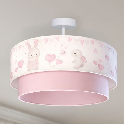 Brilagi - LED detské prisadené svietidlo BOBO 1xE27/60W/230V priemer 40 cm krémová/ružová/s motívom zajačikov