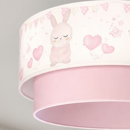 Brilagi - LED detské prisadené svietidlo BOBO 1xE27/60W/230V priemer 40 cm krémová/ružová/s motívom zajačikov